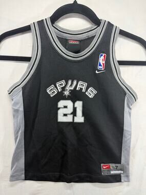 Nike Tim Duncan #21 Spurs Youth 7 Black Basketball Jersey